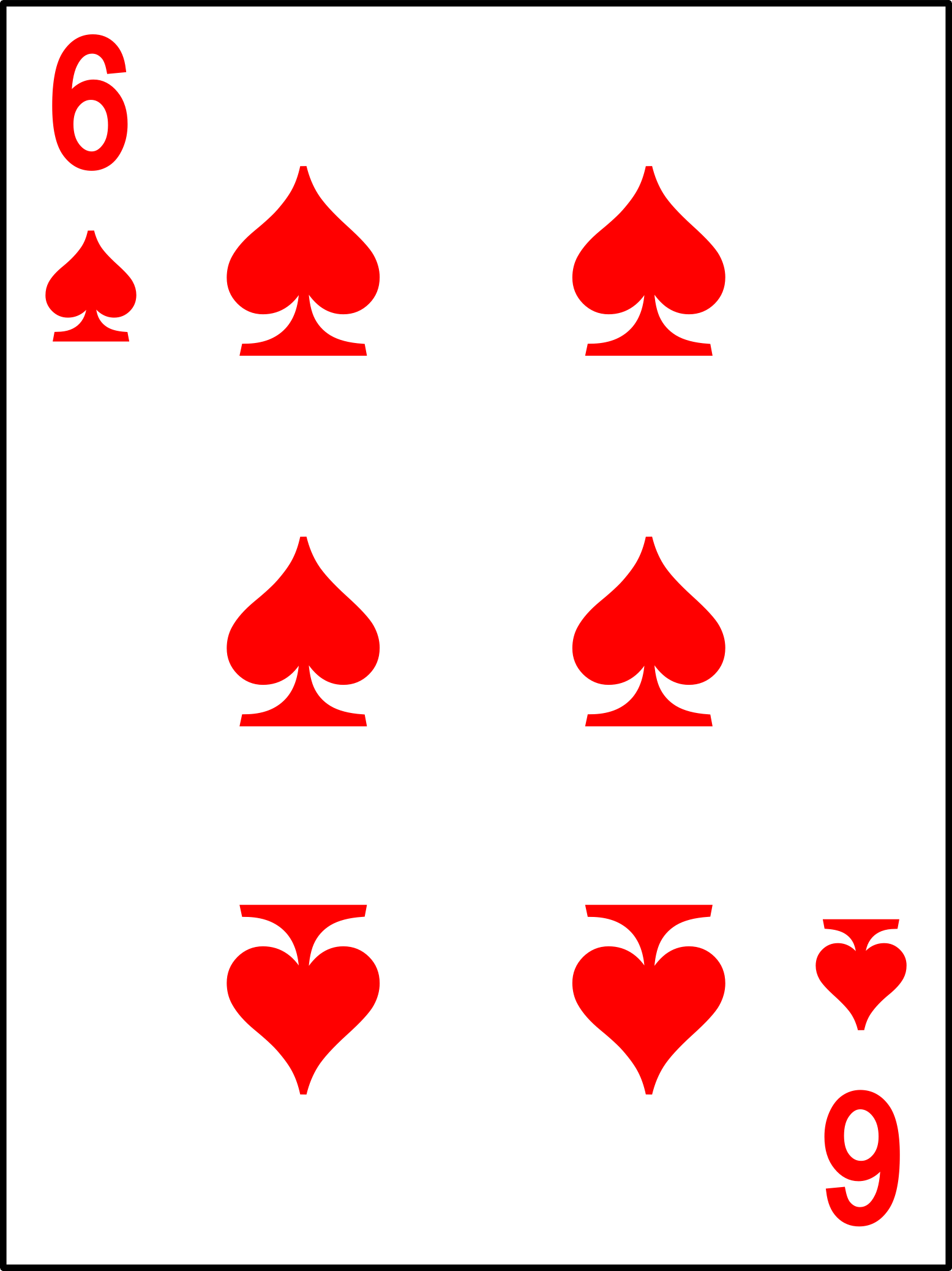 [The 6 Spades playing card but red instead of the normal black]